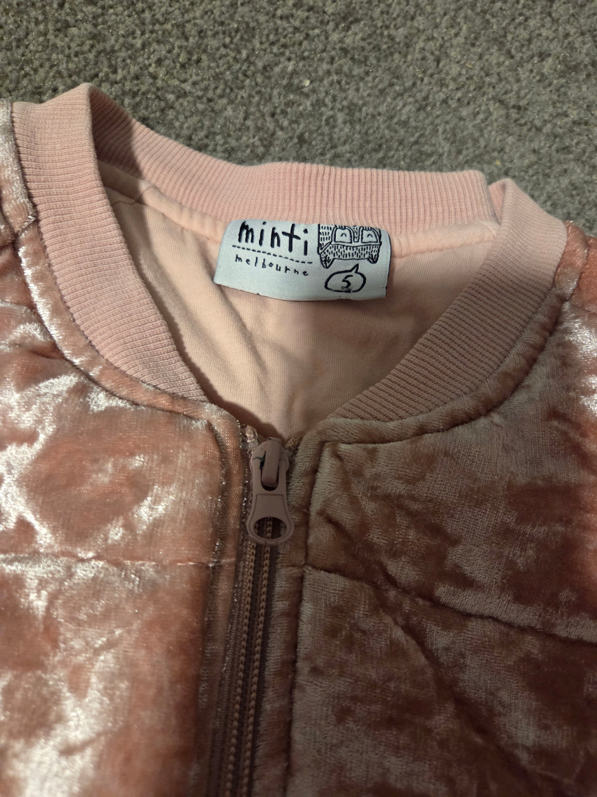 Minti velour bomber jacket size 5