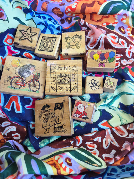 Collection of wooden stamps