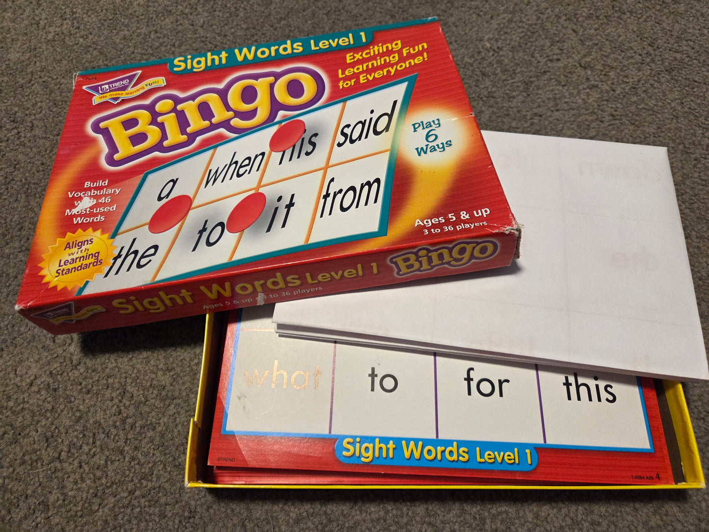Sightword bingo
