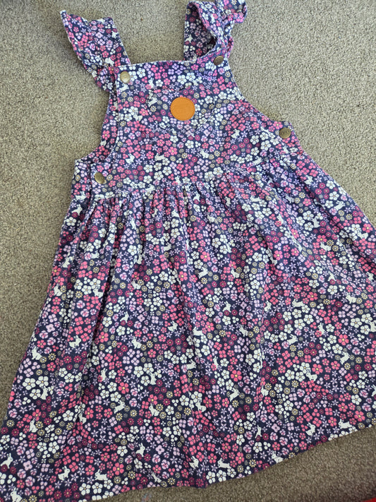 Huxbaby midnight flower garden overall dress size 6